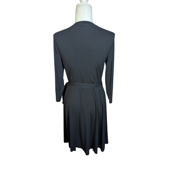 Banana Republic Black Plunging V-Neck Side Tie Knit Dress Old Money Career Sz S - Picture 4 of 8